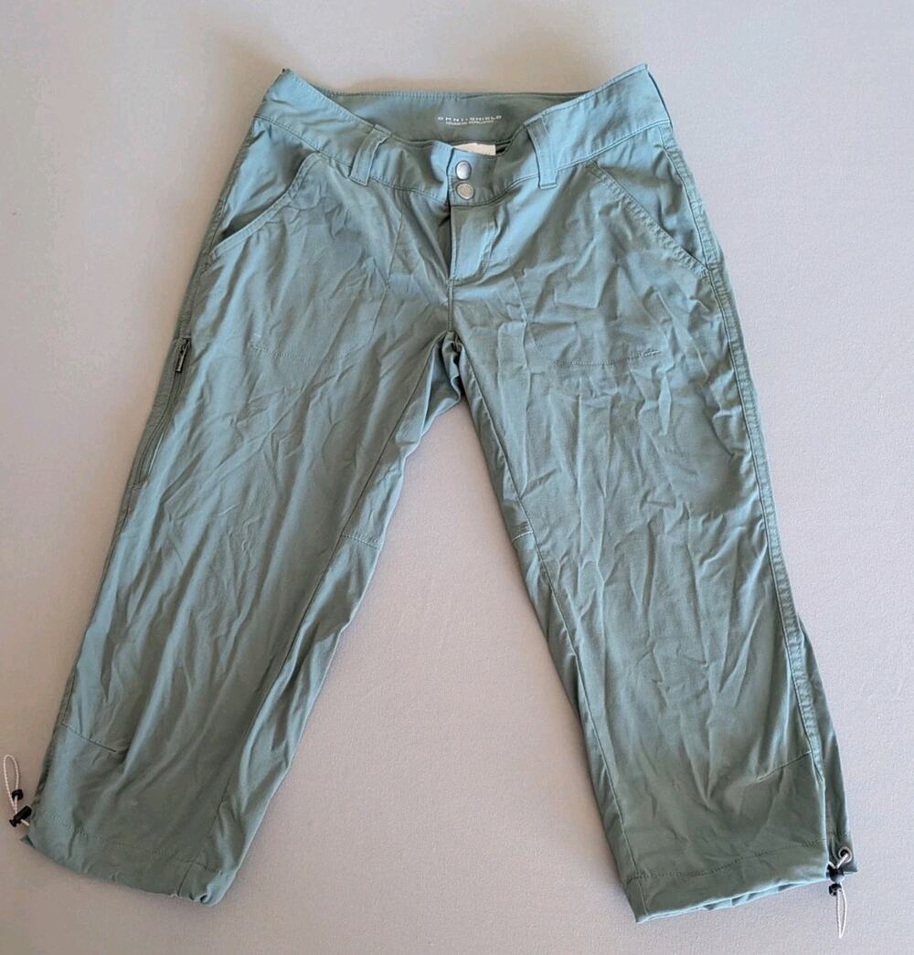 Columbia Omni-Shield Womens Size 2 Capri Pants Green Hiking Outdoor Camping